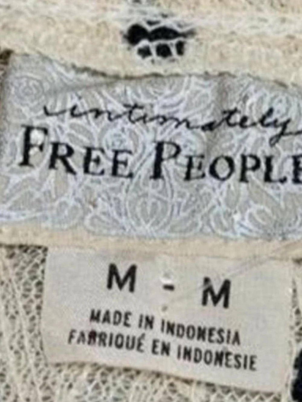 Free people ivory and black polka lace top